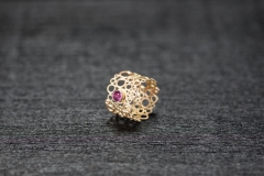 Bubble Ring, Gold 750, magenta Turmalin