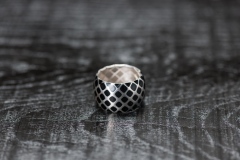 Urushi-Faltring schwarz breit, Silber 925, urushi